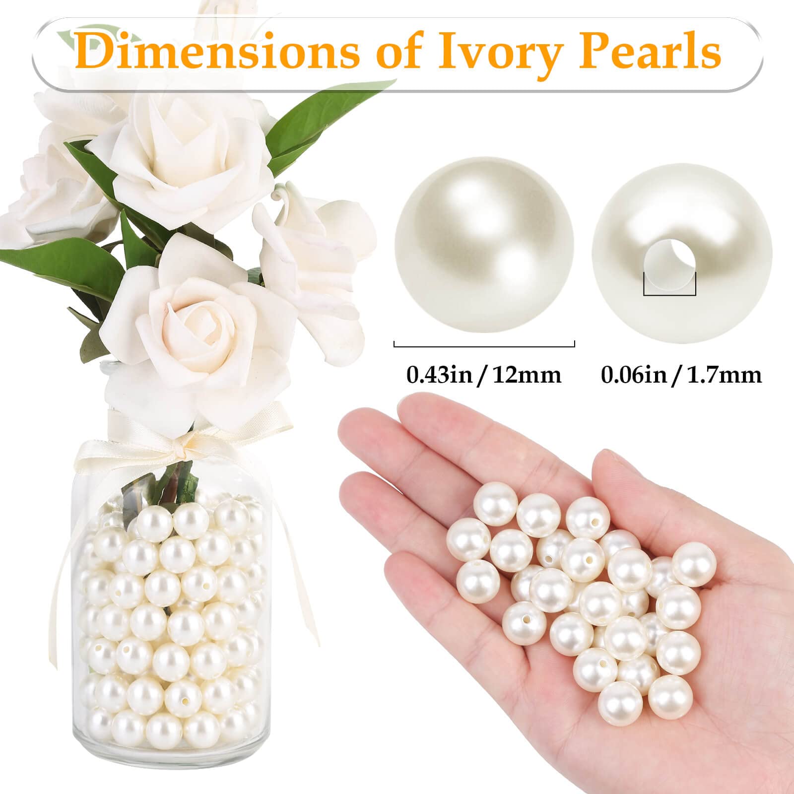 [7500 PCS] Pearl Beads, 4MM Round Small Pearl Beads Craft Loose Beads Faux  White Pearls Bead for Beading Jewelry Making, DIY Craft, Vase Fillers, Home