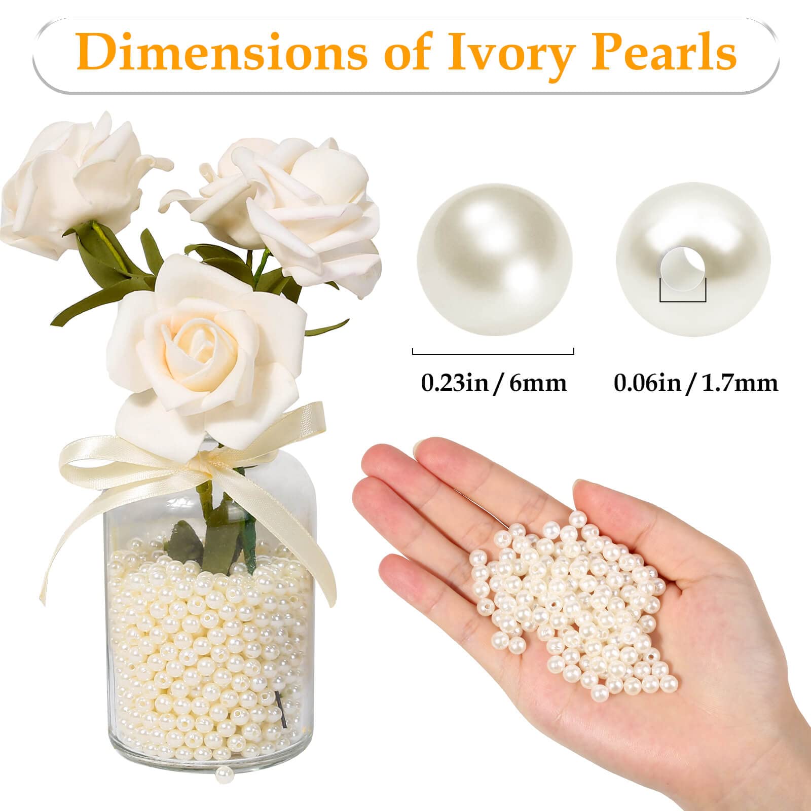 Pearl Beads, 800pcs Ivory Pearl Craft Beads Loose Pearls For Jewelry  Making, Crafts, Decoration And Vase Filler (assorted Sizes)