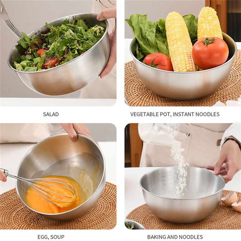 304 Stainless Steel Mixing Bowl DIY Cake Bread Salad Mixer Kitchen Cooking  Baking Tools Food Container Storage Bowls Set