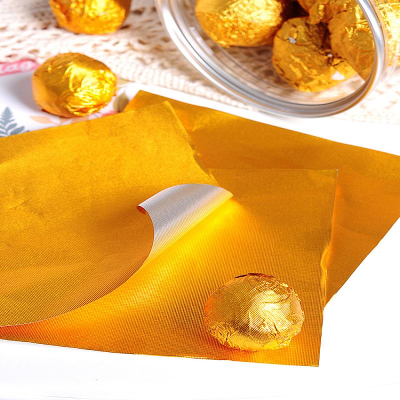 Woogim 500Pcs Gold Foil Candy Wrappers Glossy Gold Aluminium Foil Chocolate  Wrapping Paper Square Foil Candy Wrapping Paper for Candy Chocolate