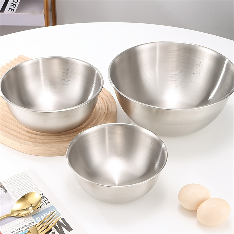  Gigicloud Stainless Steel Mixing Bowl, 304 Stainless Steel Deep  Bowl Deep Anti-flying Design Kitchen Metal Bowls for Cooking Baking Mixing  Marinating Cake Bread Salad: Home & Kitchen