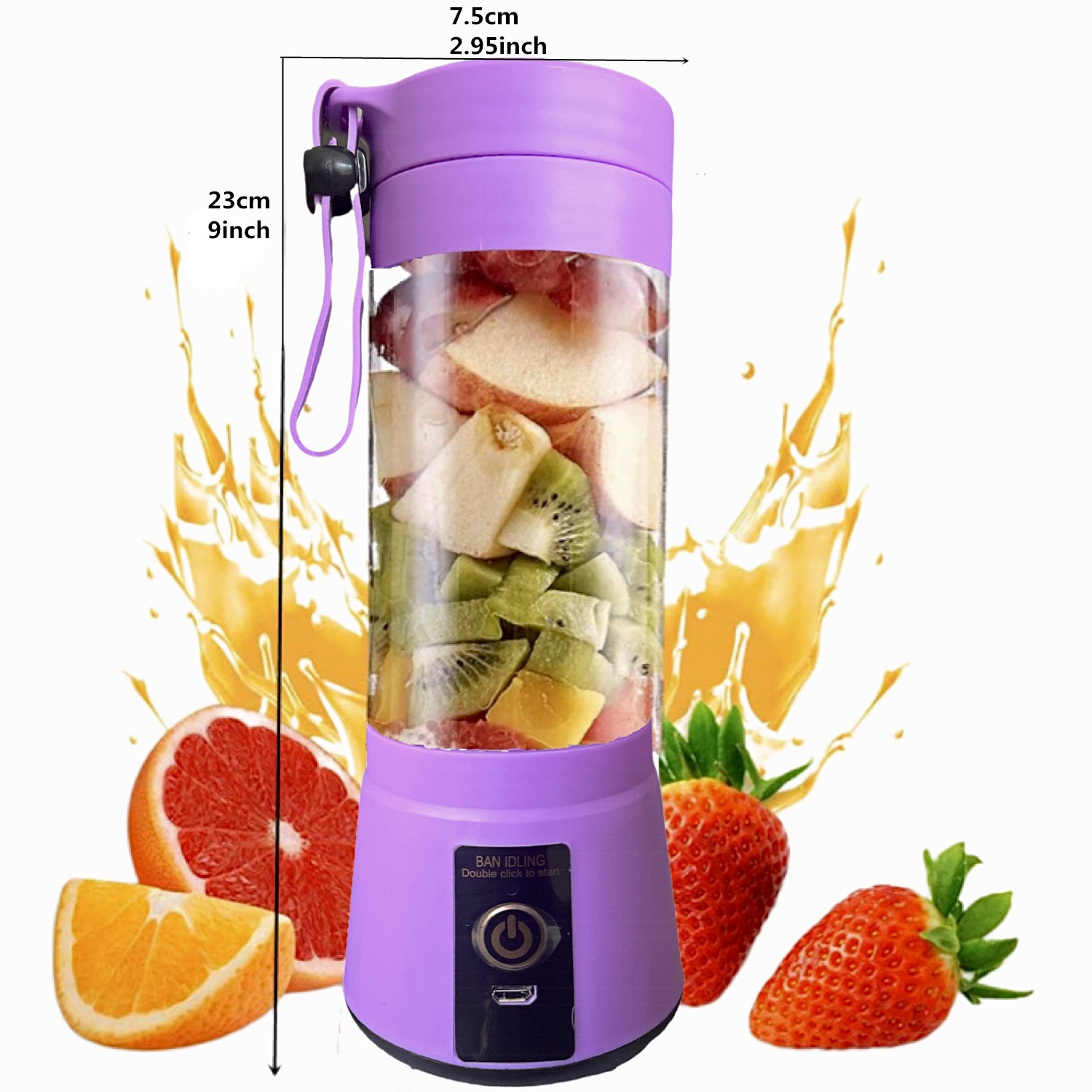 Portable Blender, Personal Mini Bottle Travel Electric Smoothie Blender  Maker Fruit Juicer Cup, with 13.5 oz Bottles, 6 Blades and USB Rechargeable  Batteries for juice shakes and smoothies 