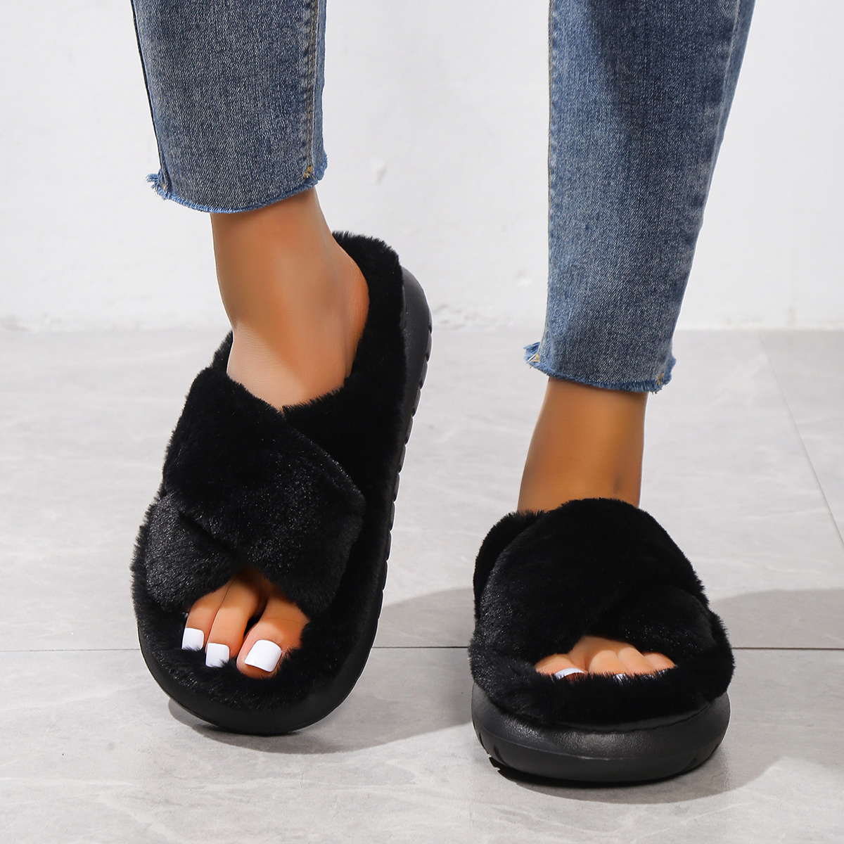 fluffy slippers for