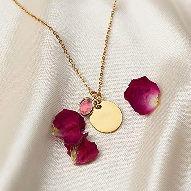 Personalized Birthstone Necklace with Engraved Name