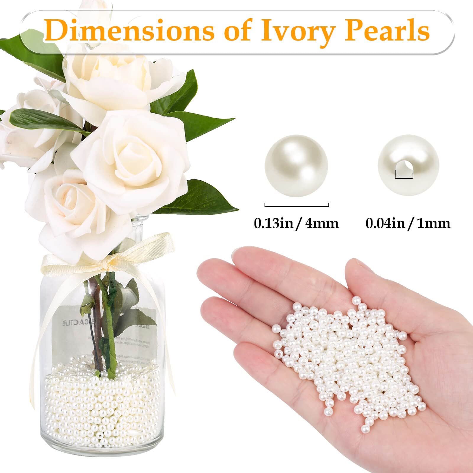 KORENJUL Pearl Beads for Jewelry Making, 2091 Pcs Tiny Smooth White Pearl  Craft Beads Round Loose Pearls Faux Pearl Resin Beads for Jewelry Making