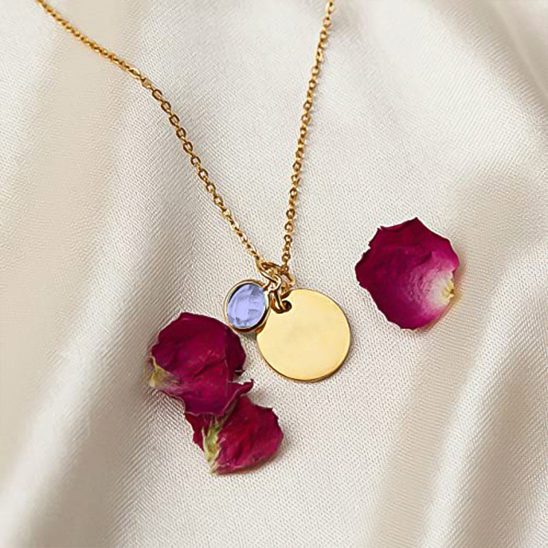 Personalized Birthstone Necklace with Engraved Name
