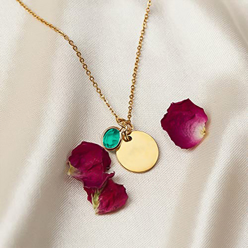 Personalized Birthstone Necklace with Engraved Name