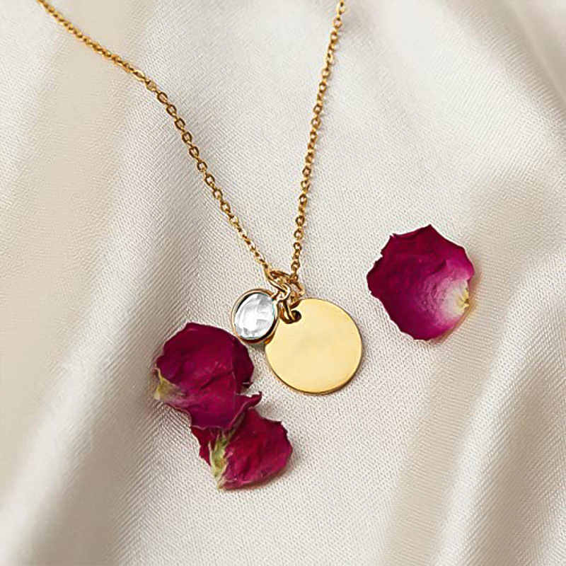 Personalized Birthstone Necklace with Engraved Name