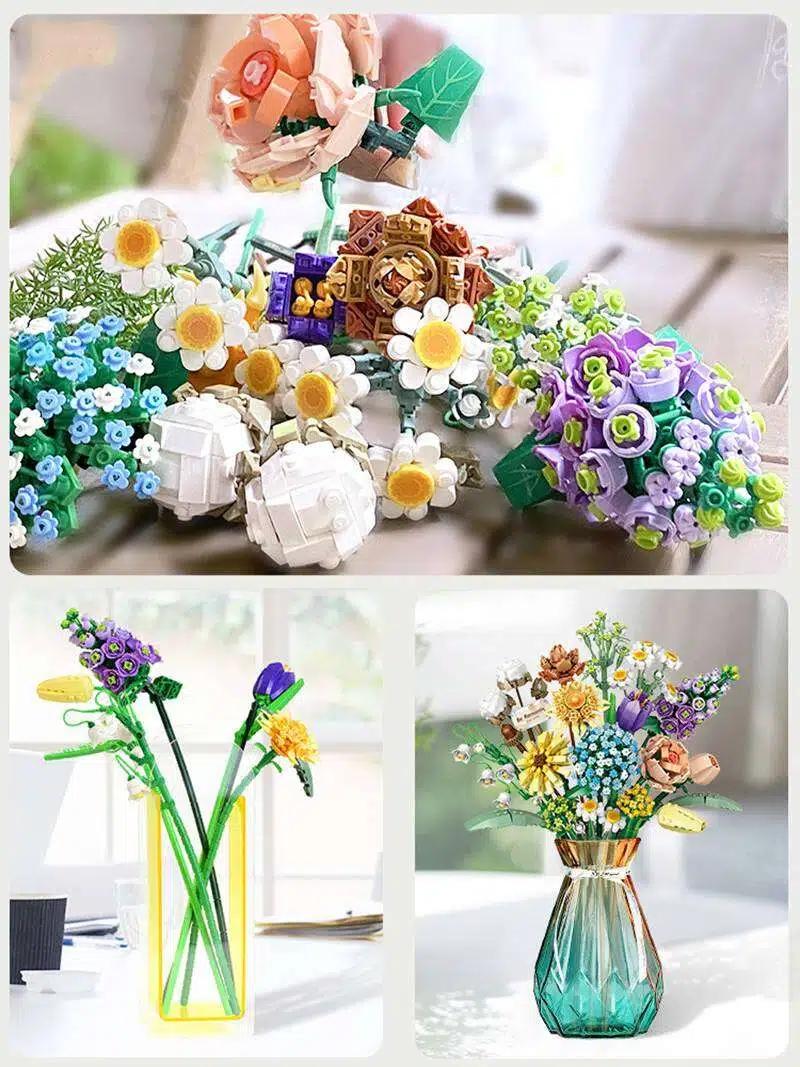 Forever Plated Flowers Set Mini Building Blocks Bouquet Set - Temu