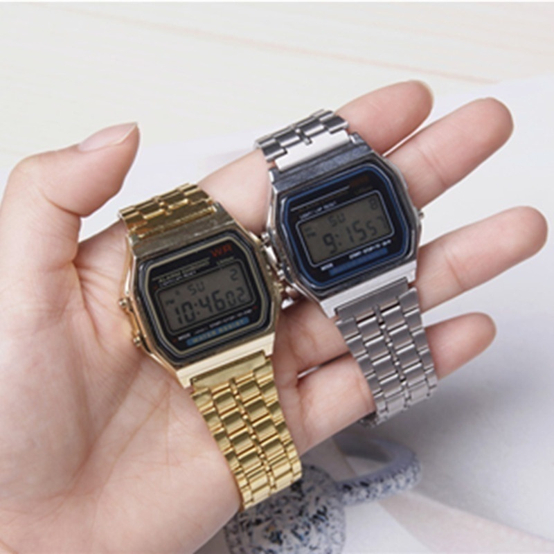 Digital Wrist Watch Adjustable Stainless Steel Strap Electronic Clock