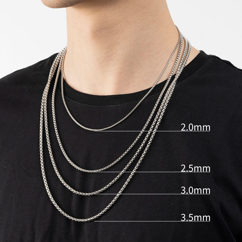 Collar Cadena Acero Inoxidable Plateado 3mm Hombre Collar - Temu