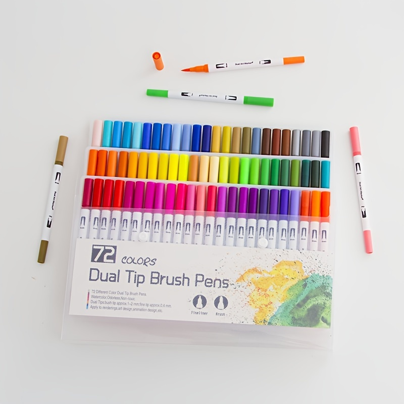 60/100 Colors Dual Tip Brush Pen Drawing Markers For Painting 60 Pieces
