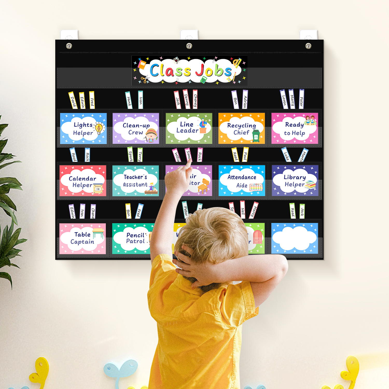 Class Jobs Pocket Chart Colorful Cards Including 3 Hooks 2 Temu Australia