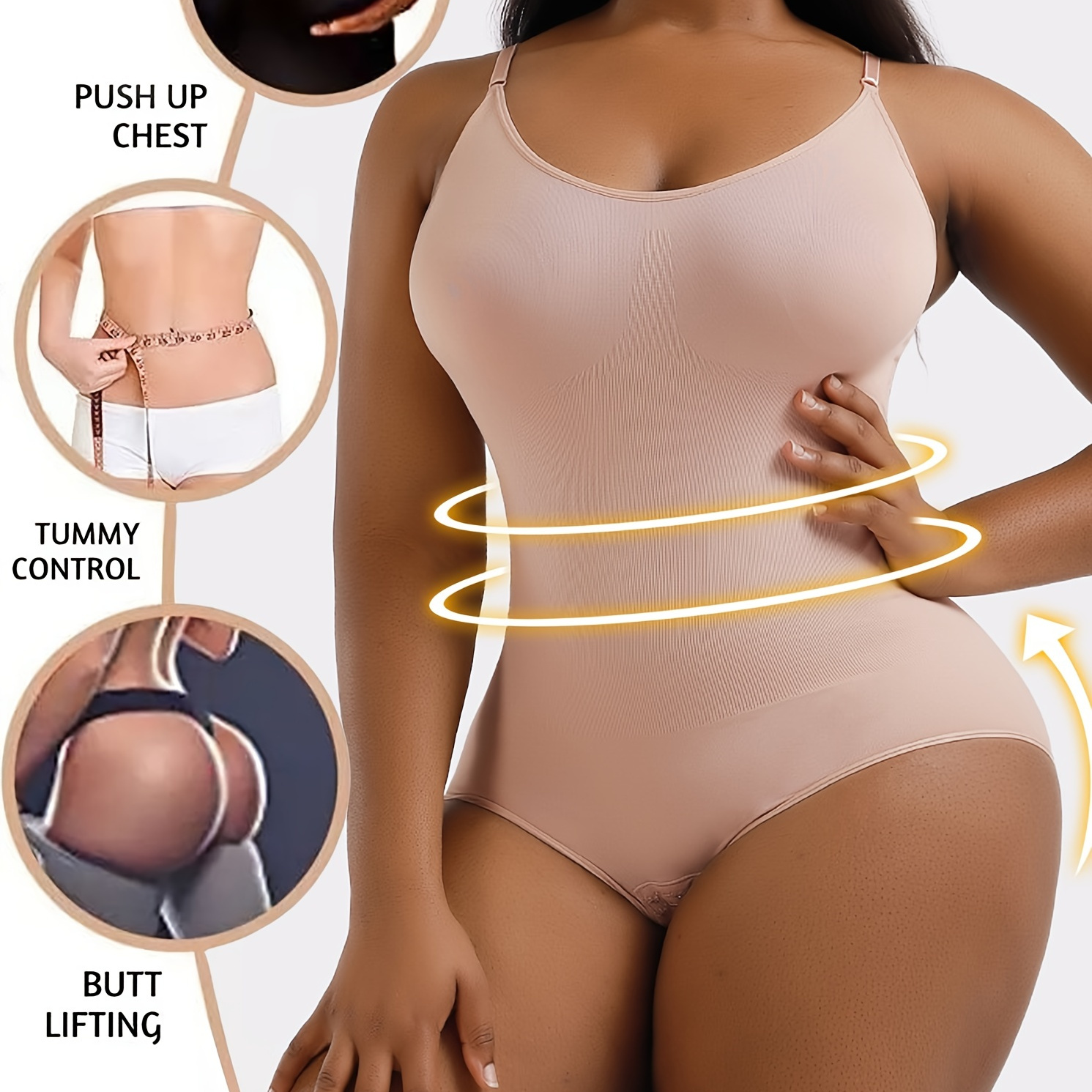 Women's Tummy Control One Piece Body Shaper, Seamless Elasticity Waist  Trainer Shaper, Compression Slimming Tummy Control Shorts Bodysuit Shapewear