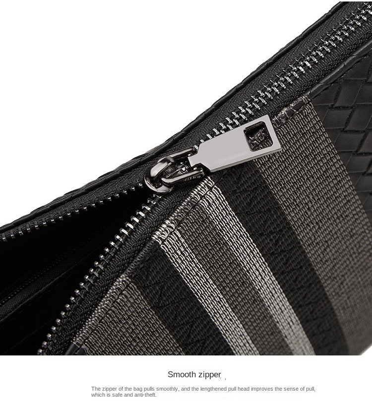 Men's Stripe PU Leather Clutch Bag