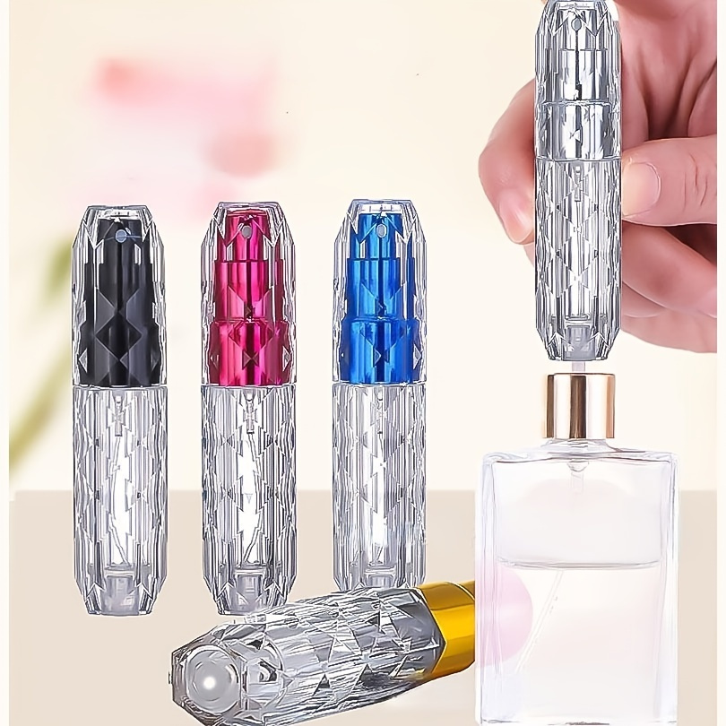 

1pc Bottom Filling Spray Bottle Portable Transparent Diamond Shaped Polygon Bottom Filled Bottle Perfume Bottle Liquid Cosmetics Container 5ml - Travel Accessories