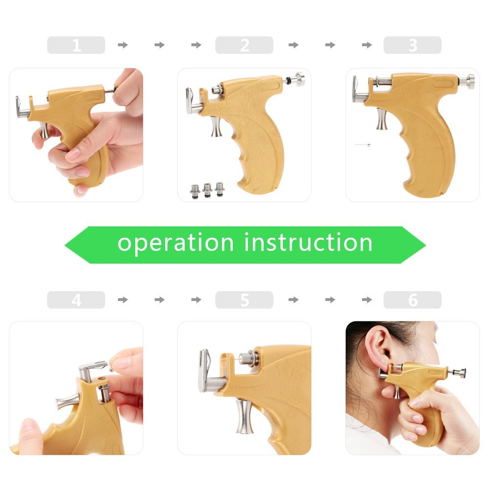 Pistola per piercing all'orecchio con orecchini a bottone, senza set di  strumenti per piercing al naso di sicurezza antidolorifico, kit di pistola  per piercing per orecchio usa e getta monouso : 