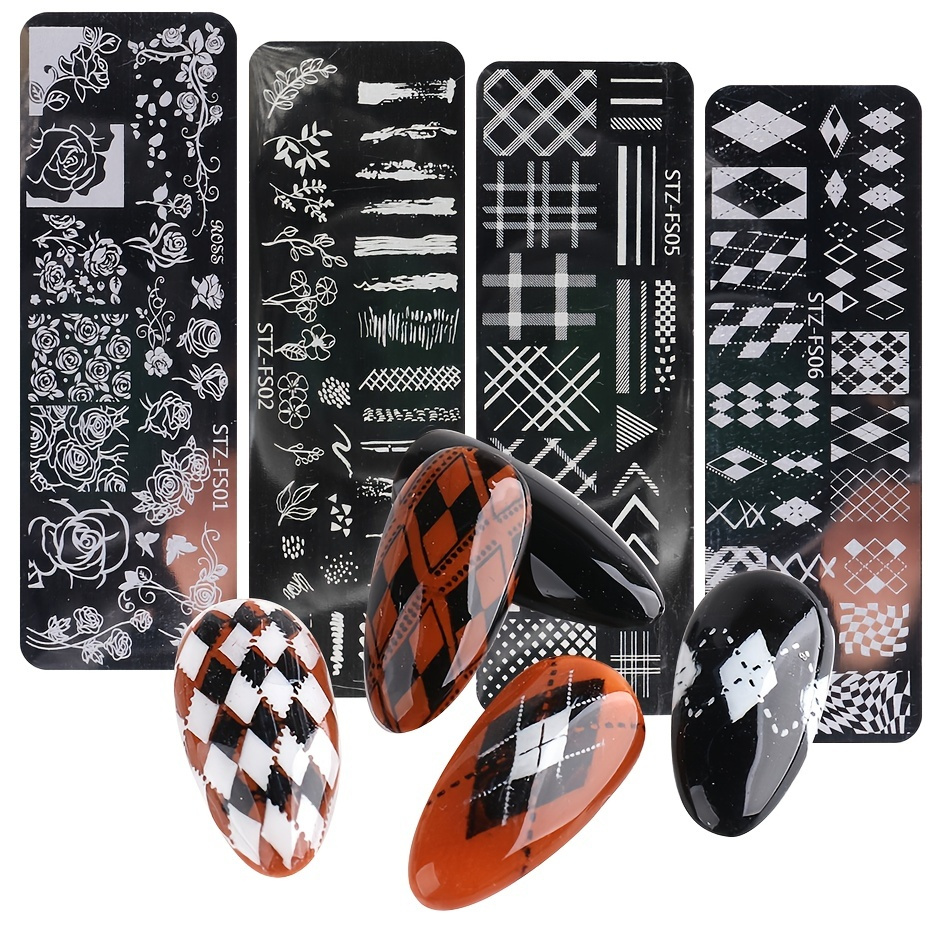 

Stainless Steel Nail Art Stamping Plate With Flower, Leaves, And Rose Patterns - Create Beautiful Designs With Ease