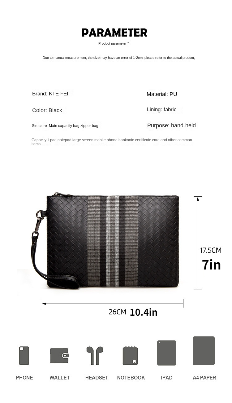 Woven Pu Leather Clutch For Men Handbags Business Fashion Mens Clutches Bag  Hand Bag High Capacity Wallet Purse Bag Male Pocket Bag, Shop Now For  Limited-time Deals