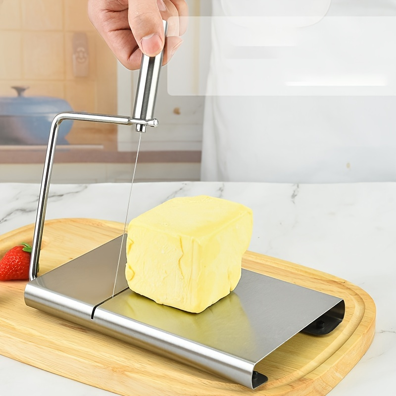 Cortador de queso de alambre de acero inoxidable con herramienta de avión  de queso, cortador de queso de grosor ajustable para quesos suaves