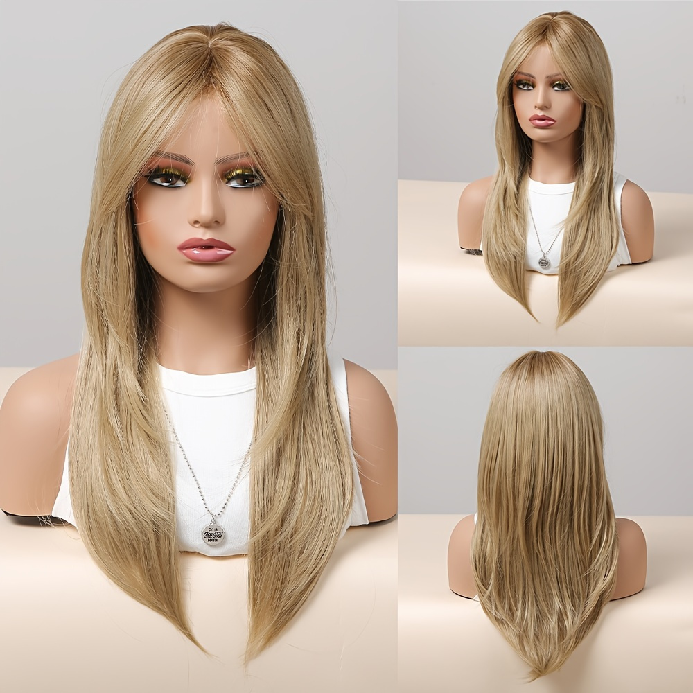 Strawberry Blonde Wig With Bangs - Natural Synthetic Hair, Heat ...