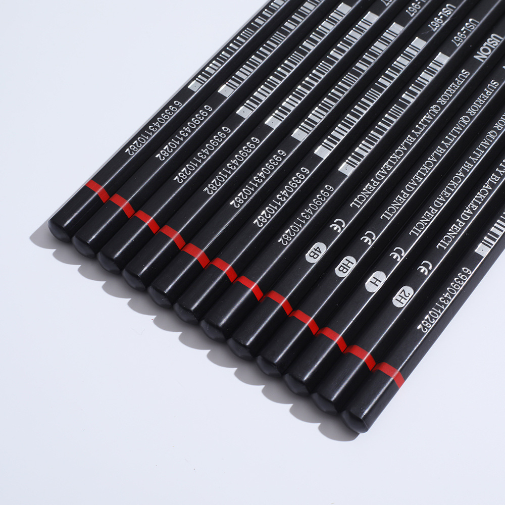 Set of 12 Ulson Graded Black Lead Pencils from 8b to 2H, Sketching & drawMQ-008