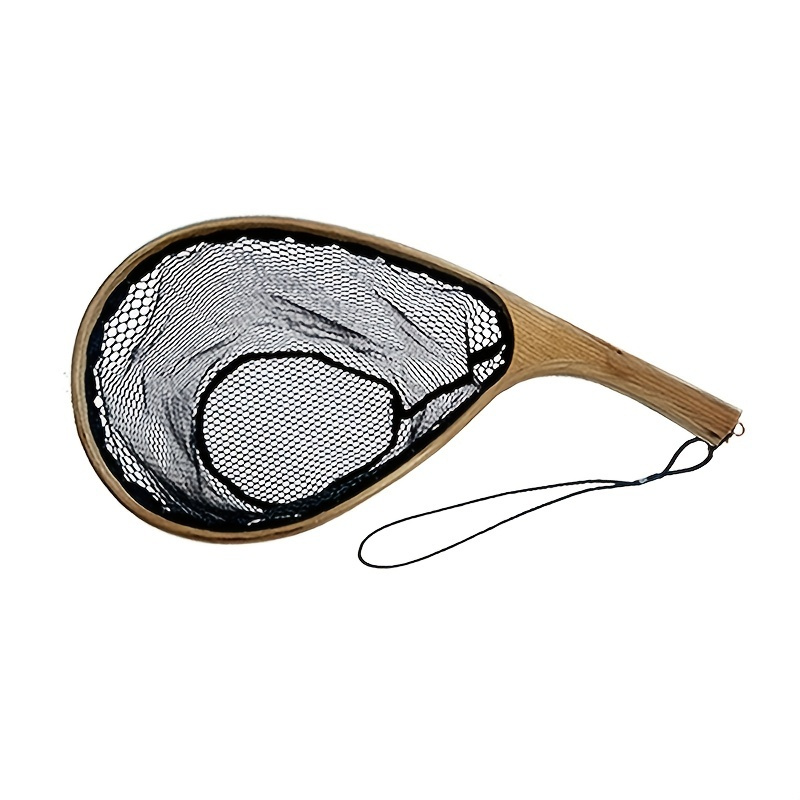 EAGLE CLAW WOOD TROUT NET WITH RUBBER NETTING