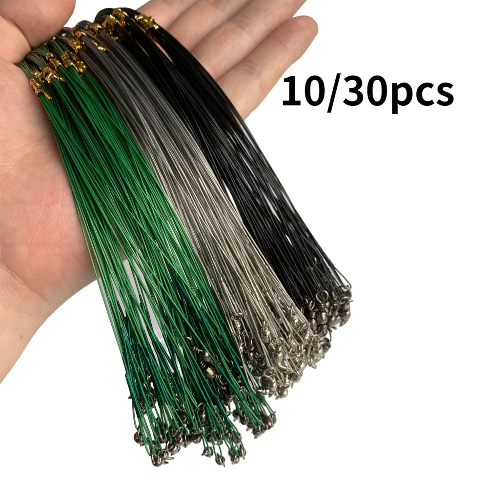 TEMU Línea de pesca de acero duradera y anti-mordeduras con giratorio - Disponible en longitudes de 15 cm, 20 cm, 25 cm y 30 cm - Accesorio para la