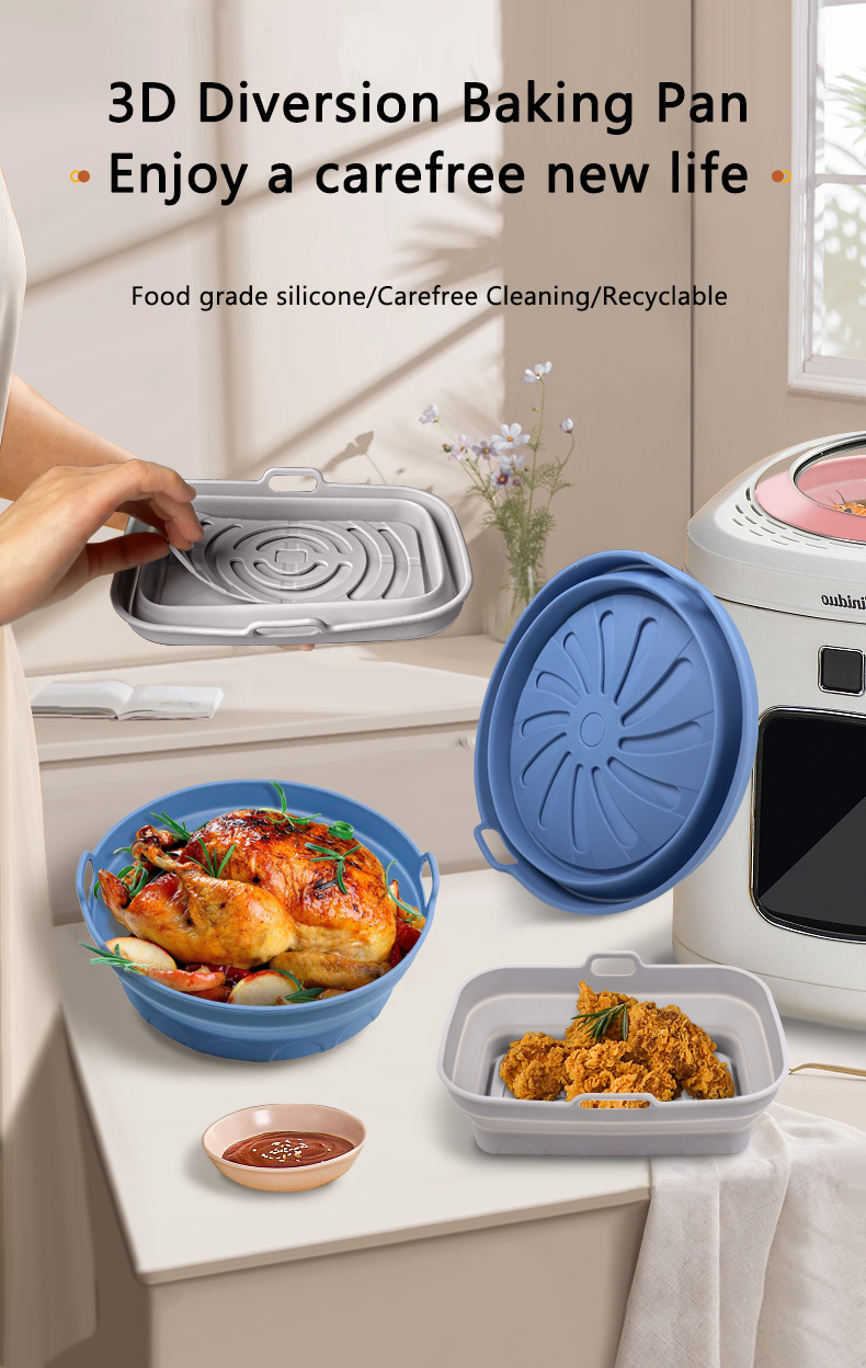 1pc Air Fryer Mat Foldable Reusable Silicone Baking Sheet Oven