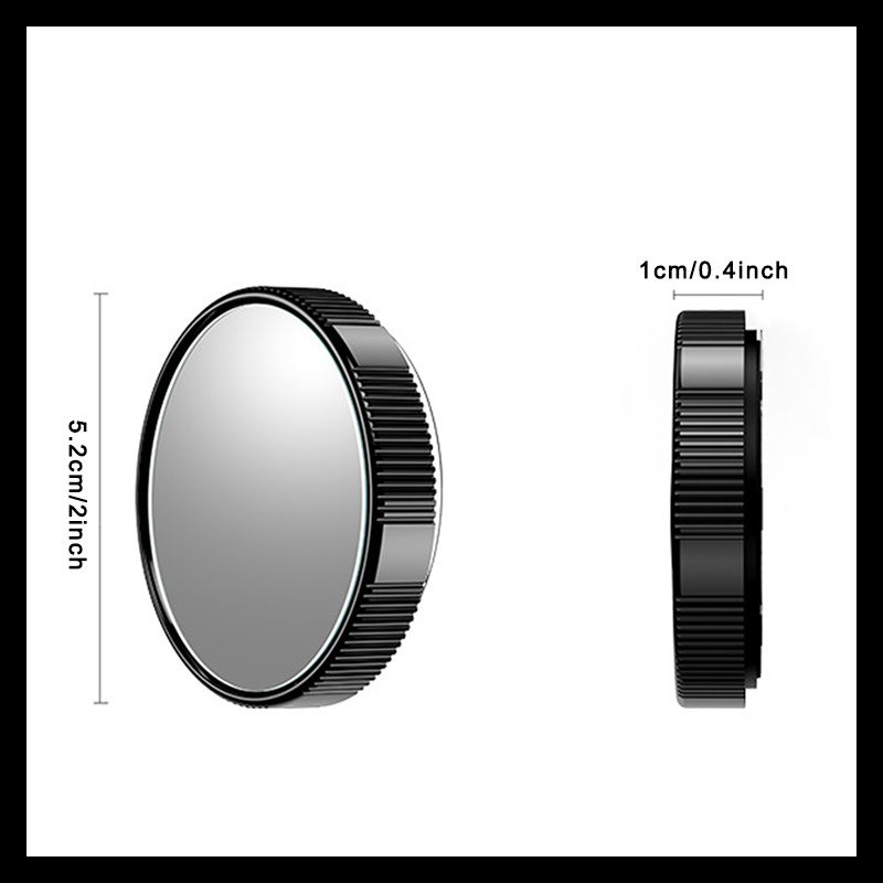 2 pcs Blind Spot Mirrors, 2 Round HD Glass Convex 360° Wide Angle Side  Rear View Mirror with ABS Housing for Cars SUV and Trucks, Silver, Pack of 2