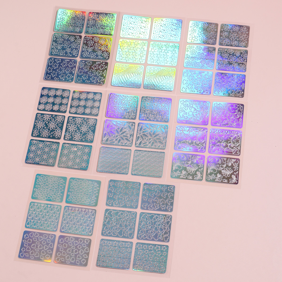 Nail Hollow Irregular Grid Stencil, Reusable Manicure Stickers Stamping