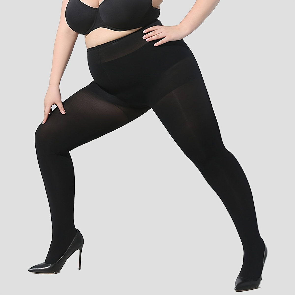30D Plus Size Tights for Women, Super Elastic Body Shaper Pantyhose  Stockings