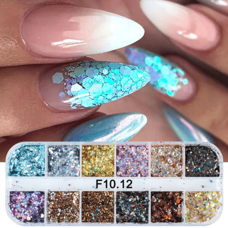 12 Colors Chrome Mirror Effect Nail Powder Pigment Glitter Nail Powder  Super Shining Nail Art Manicure Decoration 