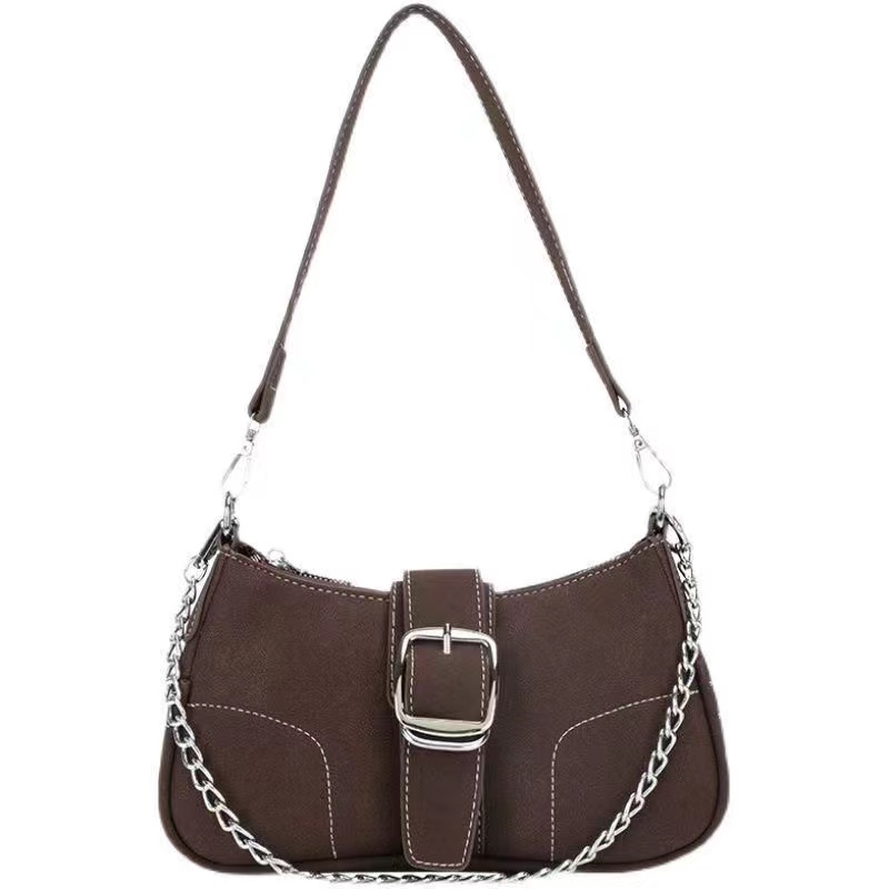 Y2k Style Baguette Bag, Trendy Chain Crossbody Bag, Buckle Decor