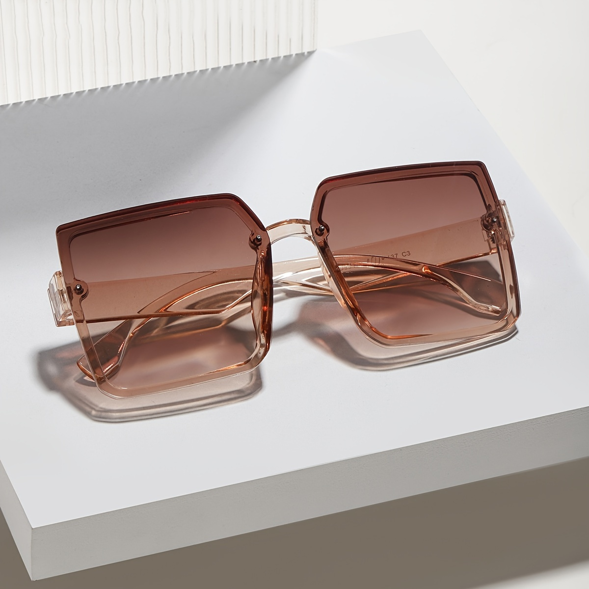 Square Oversized Rimless Sunglasses For Women, Frameless