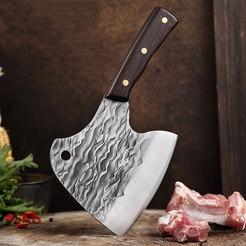  Cuchillo para carne, cuchillo de hacha gruesa de cocina para  matar huesos, cuchillo para cortar huesos para el hogar, cuchillo de cortar  resistente con mango de madera, BY KKZY (color 