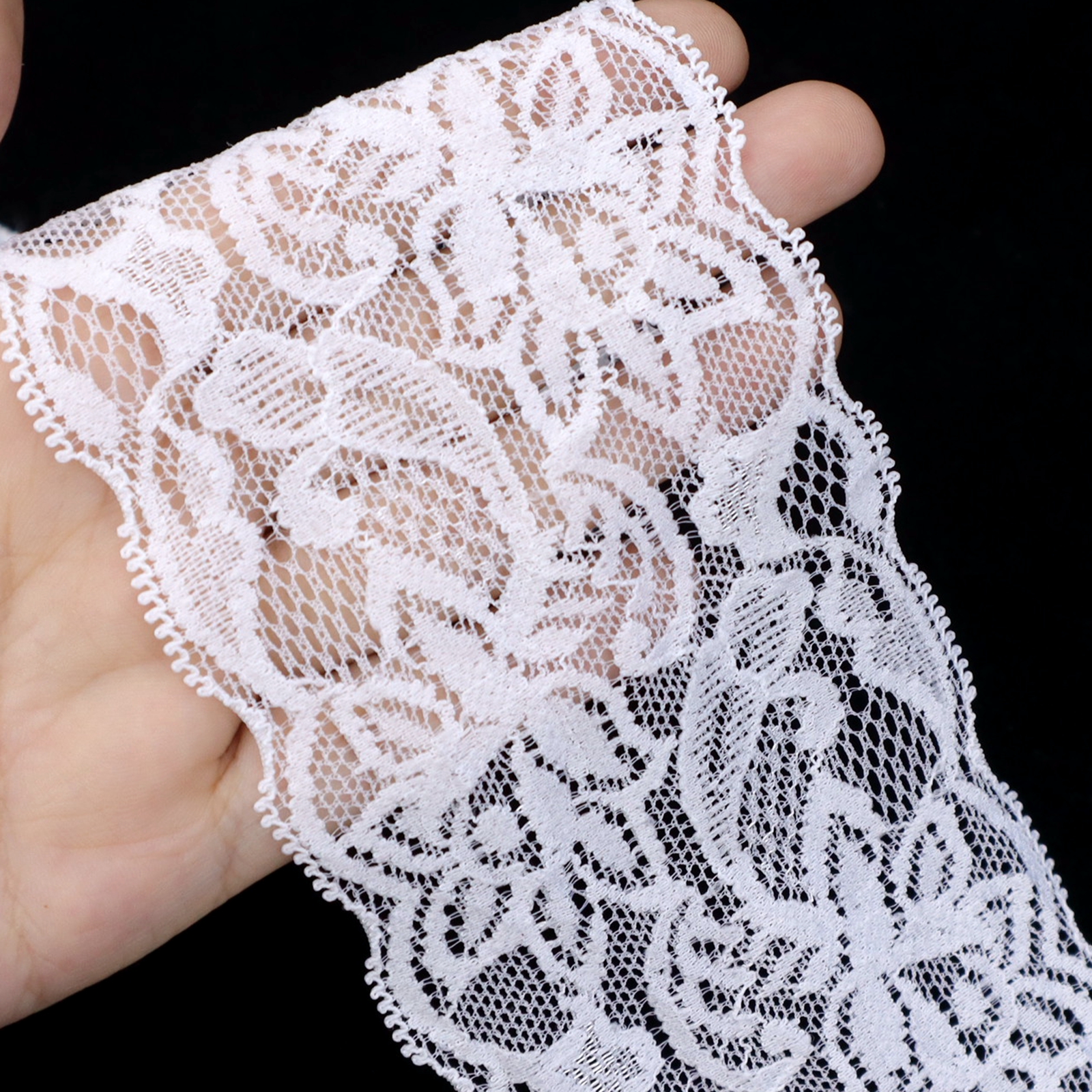 10 Yards White/black Lace Ribbon Stretchy Lace Trim Elastic - Temu