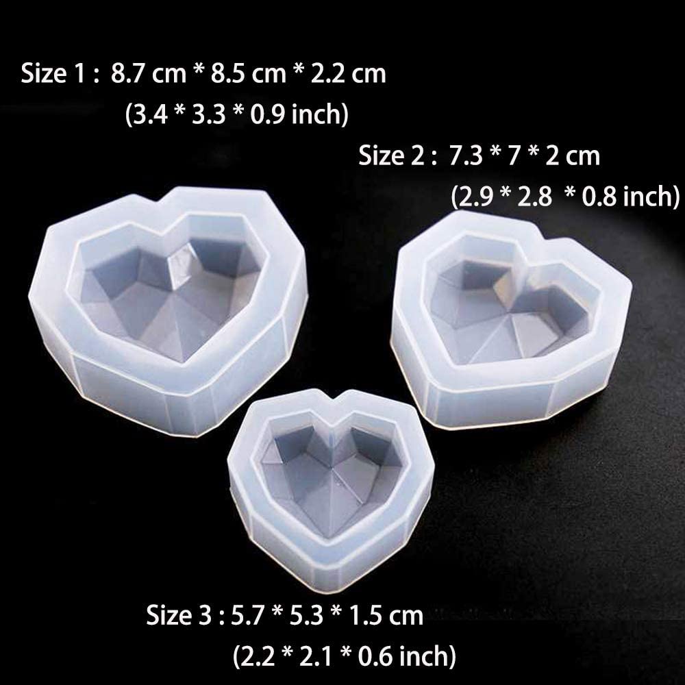 1pc Love Hearts Silicone Molds Diamond Heart Resin Mold Jewelry