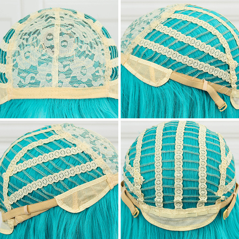 Cosplay Wigs Blue Green Long Straight Layered Hair Wigs Temu