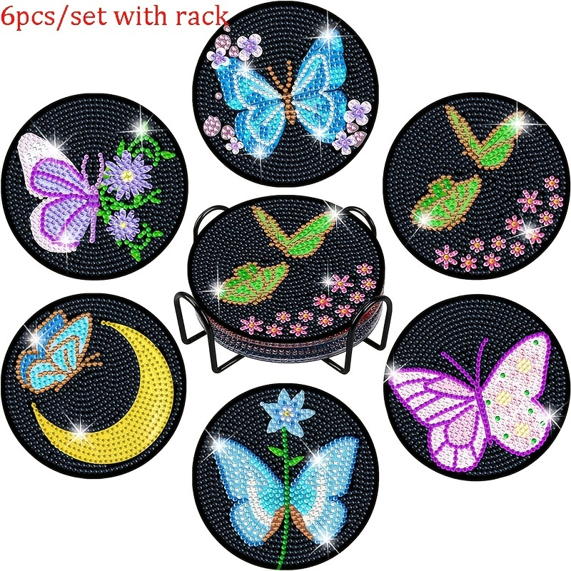 Butterfly 6-pack - Diamond Painting Coasters, MyCraftClub