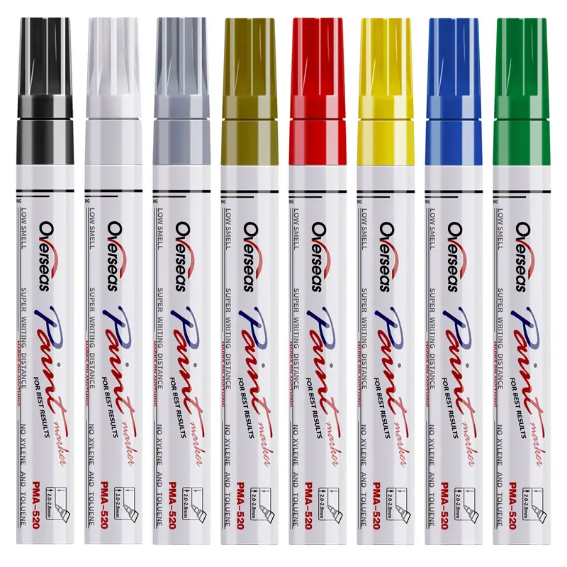 Paint Marker Pens - 8 Colors Oil Based Paint Markers Permanent Waterproof Quick Dry Medium Tip Assorted Color Paint Pen for Metal Wood Fabric
