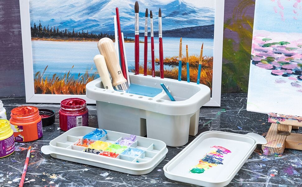 Plastic Brush Holder Painting Brush Rest Holder Watercolor - Temu Australia