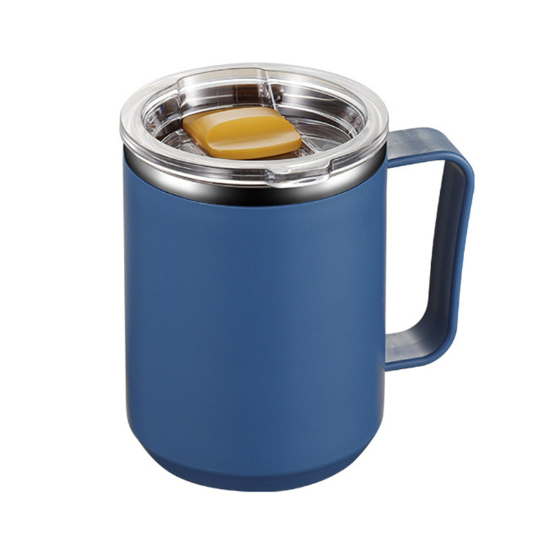 10oz Stainless Steel Insulated Coffee Mug with Handle, Double Wall Vacuum Travel Mug, Tumbler Cup with Sliding Lid, Blue