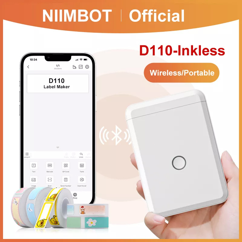 niimbot d110 smart portable label printer mini pocket thermal sticker maker self adhesive label printer for office home details 0