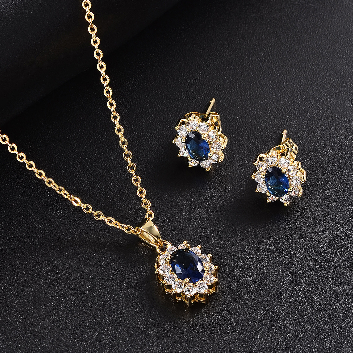 TEMU Sunflower Theme Jewelry Kit Inlaid Oval Cut Shiny Zirconia With Pendant Necklace & Stud Earrings Elegant Jewelry Set Birthday Gift With Blessing