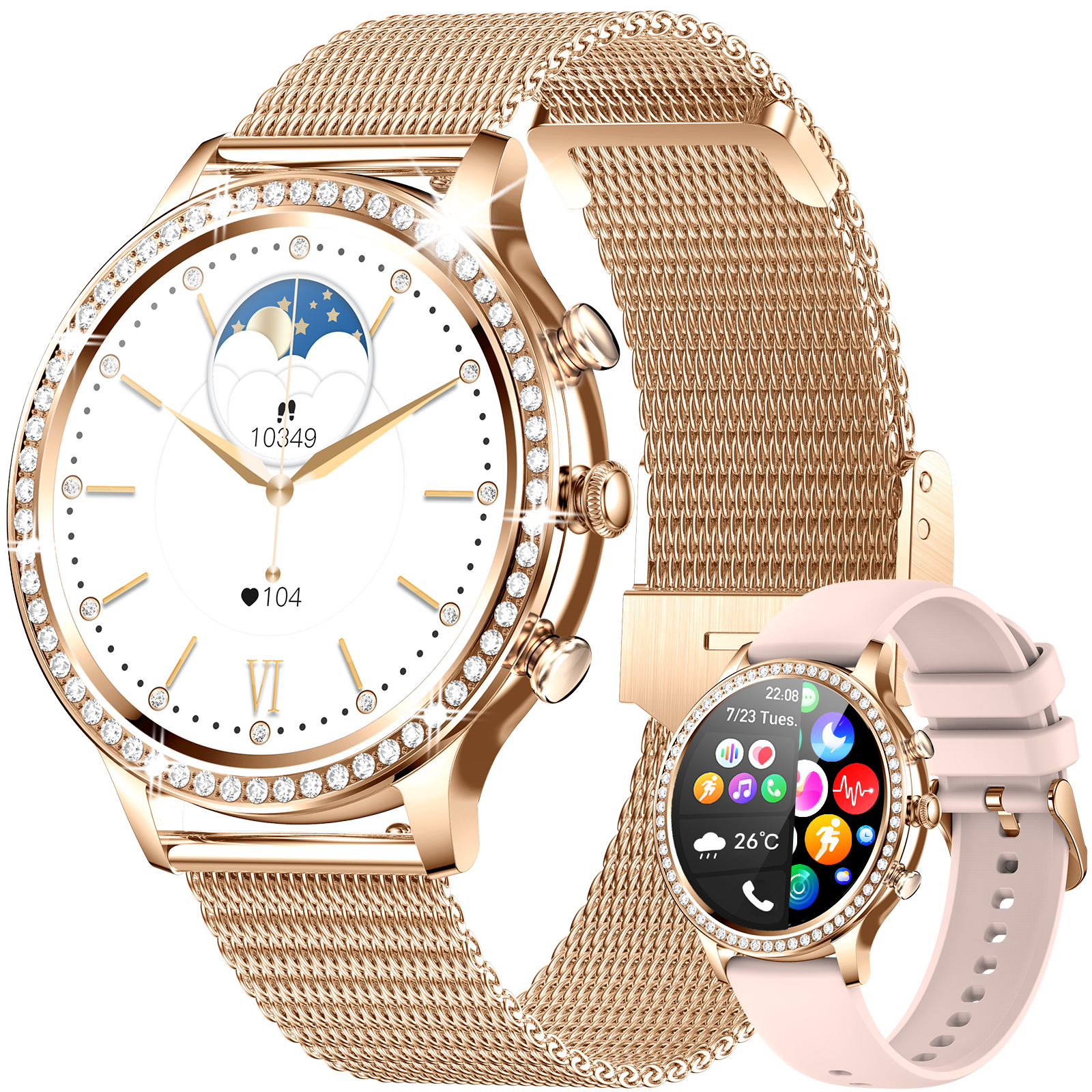 Reloj Inteligente Mujer con Llamadas, Smartwatch Mujer 3 Correas