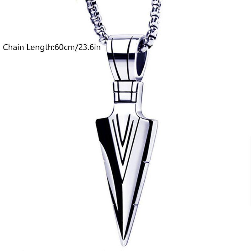 Mens Necklace Chain with Arrow Jewellery Pendant Hip Punk Rock Hop