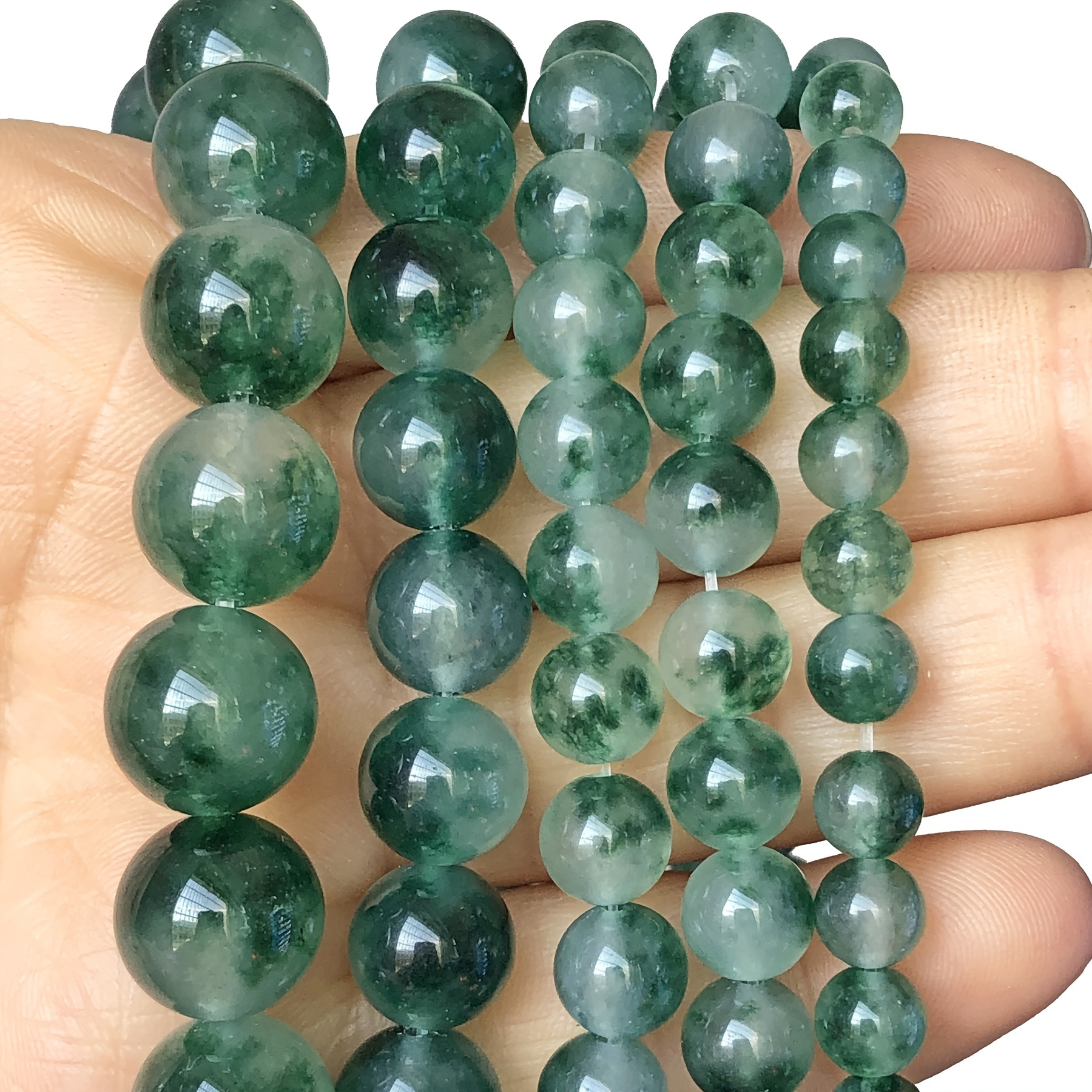 

Natural Stone Green Grass Chalcedony Beads Round Loose Spacer Beads For Jewelry Making Diy Bracelet Necklace