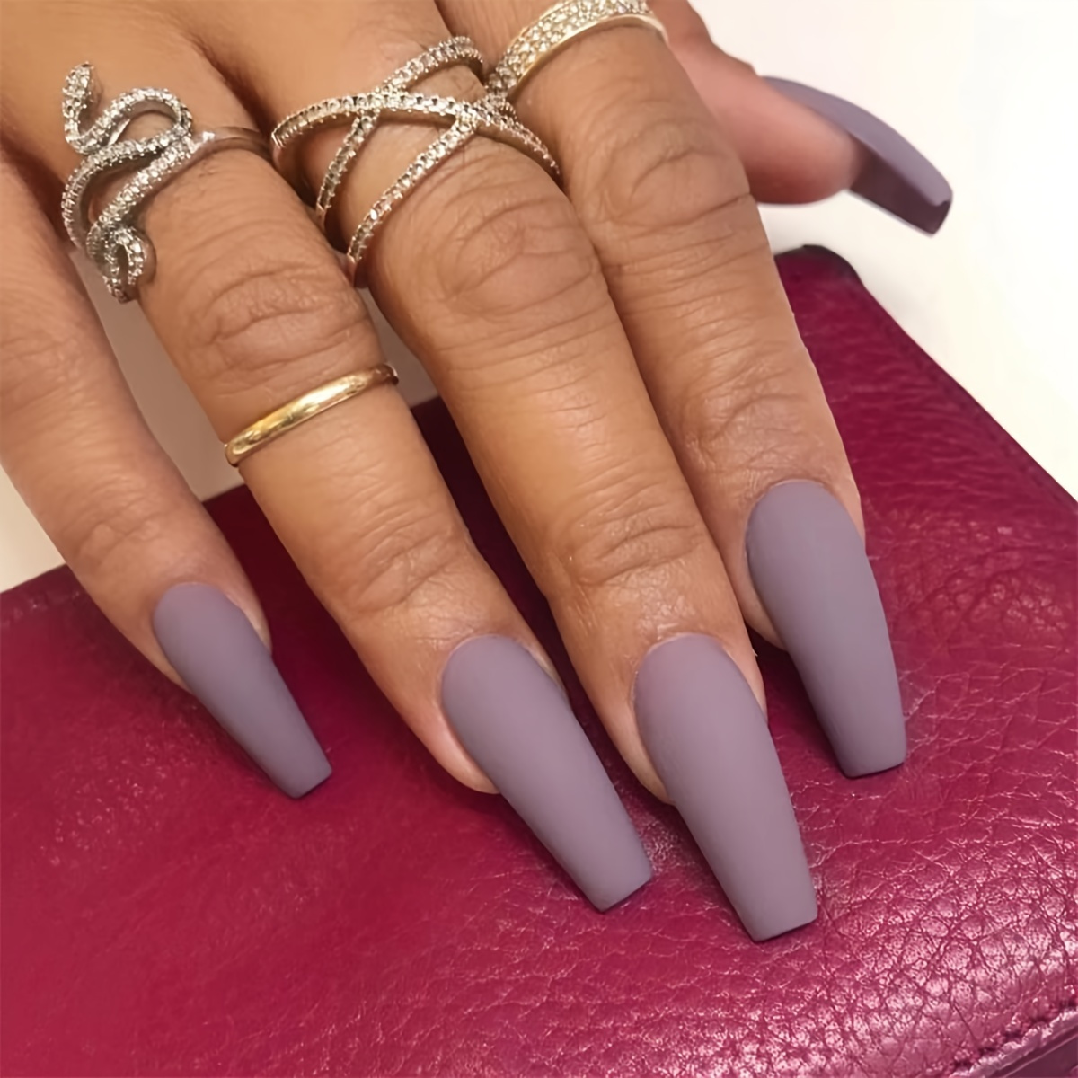 

Long Press On In Purple - Set Of Adhesive & File Included