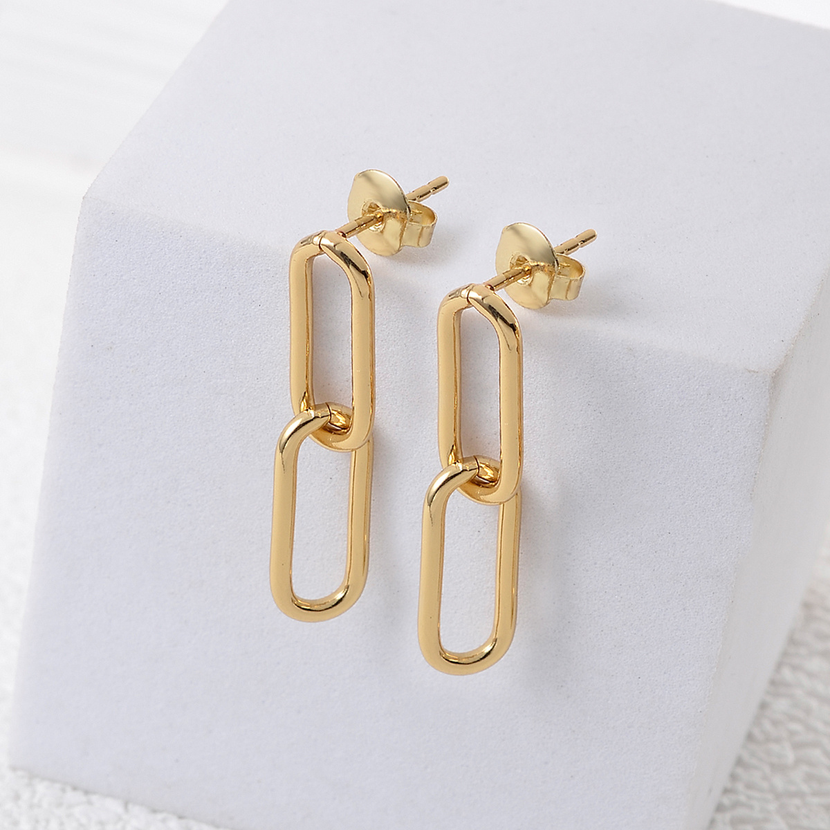 TEMU Golden Chain Drop Dangle Earrings Unique Jewelry Banquet Party Accessories 1pair